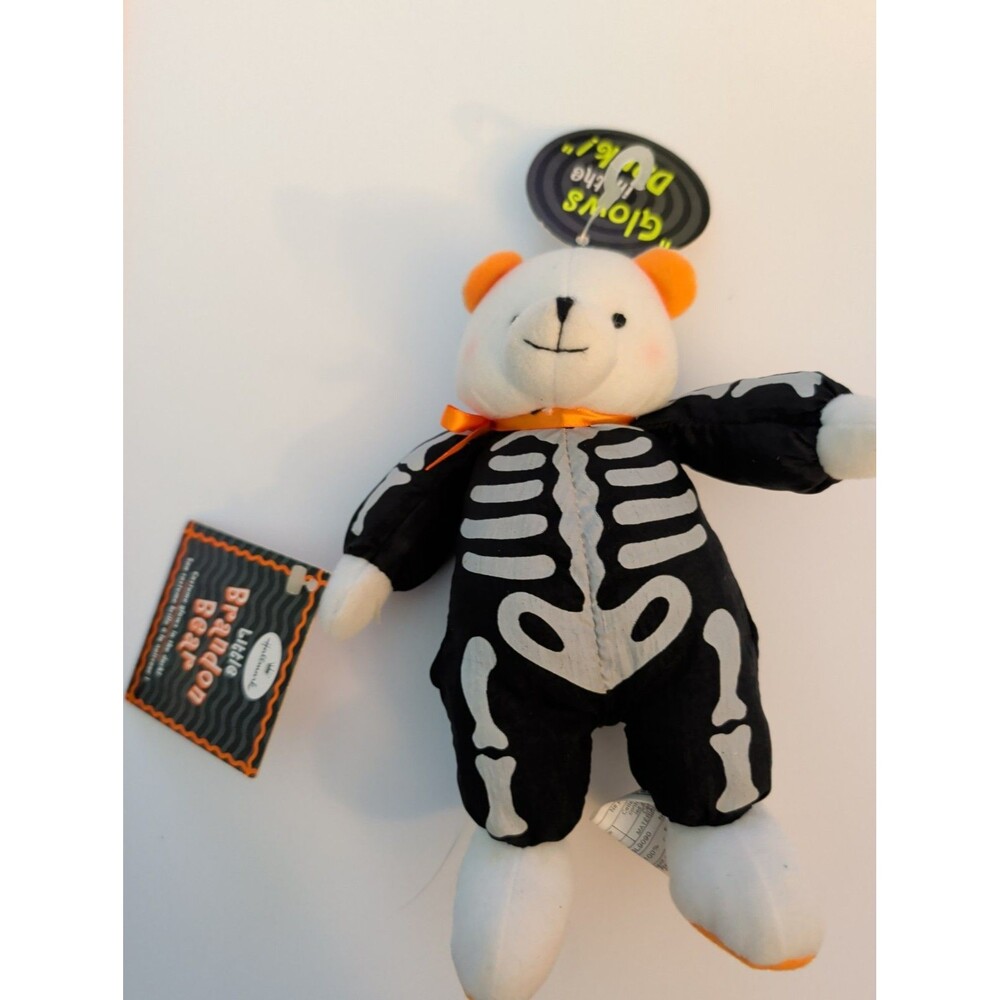 8" Halloween Hallmark Little Brandon Bear In Skeleton Costume Glows In The Dark